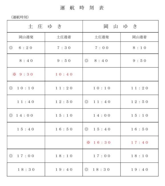 GW期間中の新岡山港～小豆島（土庄）航路・臨時便運航について